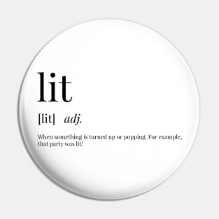 Lit Definition Pin