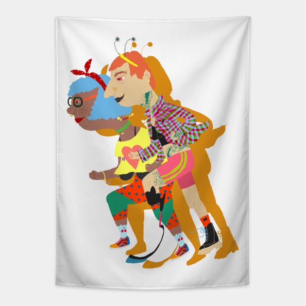 Running couple Tapestry by ezrawsmith