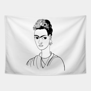 Freda Kahlo self portrait with barb wire necklace Tapestry