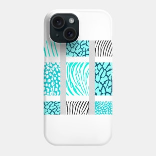 White and Teal Mixed Animal Print Phone Case