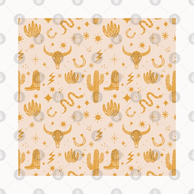 Cowboy Western Desert Boho Yellow Pattern by Trippycollage