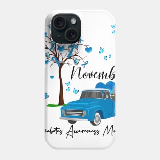 Diabetes awareness Pumpkin Truck November We Wear Blue Diabetes Gift Phone Case