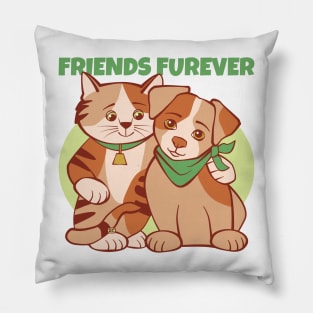 Friends Furever Cat and Dog Pillow