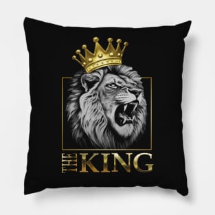 Regal Lion Head with Gold Crown - The King of the Savannah Pillow