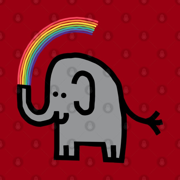 Cute Animals Elephant Spits Rainbow by ellenhenryart