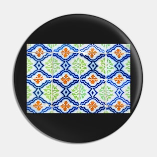 Blue, green, orange and white antique Lisbon tiles Pin