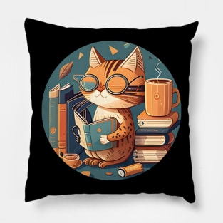 Foodilicious - Cat Caffeine Addiction Coffee Reading Book Pillow