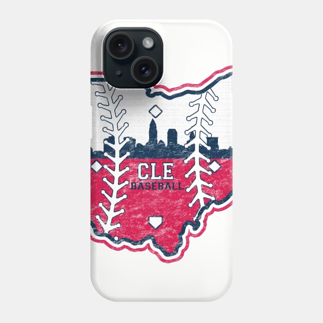 Vintage Cleveland Baseball Ohio State Map Phone Case by TeeCreations