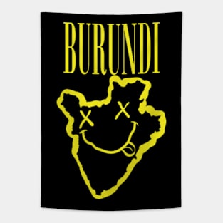 Vibrant Burundi Africa x Eyes Happy Face: Unleash Your 90s Grunge Spirit! Smiling Squiggly Mouth Dazed Smiley Face Tapestry