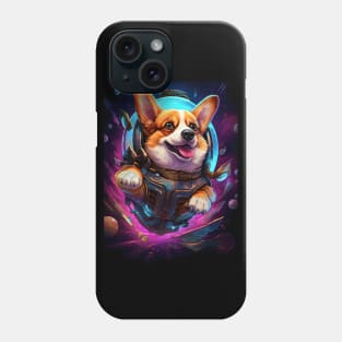 Corgi in Outer Space Funny Welsh Corgi Dog Lover Cyberpunk Phone Case