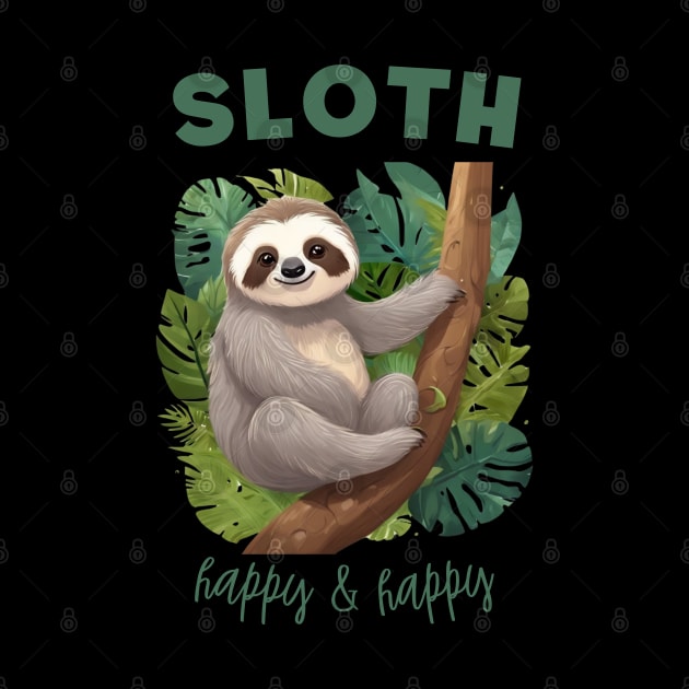 Cartoon Style Cute Sloth by Amy Quinn