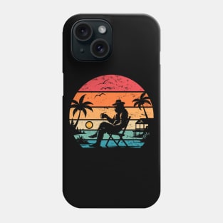 Bigfoot Sasquatch On The Beach Retro Sunset Tropical Beach Phone Case