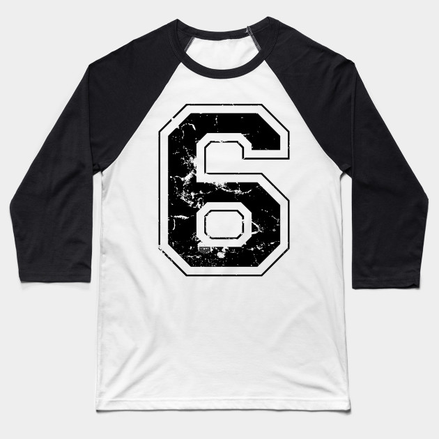 Number 6 Six Black Jersey Sports Athletic Player Jersey Letter 6