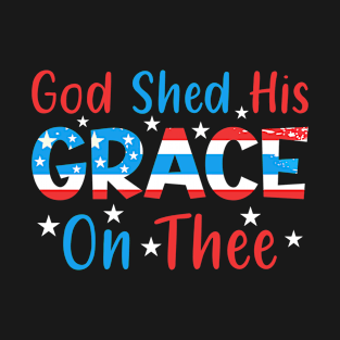 4th Of July Groovy Patriotic God Shed His Grace On Thee T-Shirt