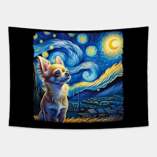 Starry Chihuahua Dog Portrait - Pet Portrait Tapestry