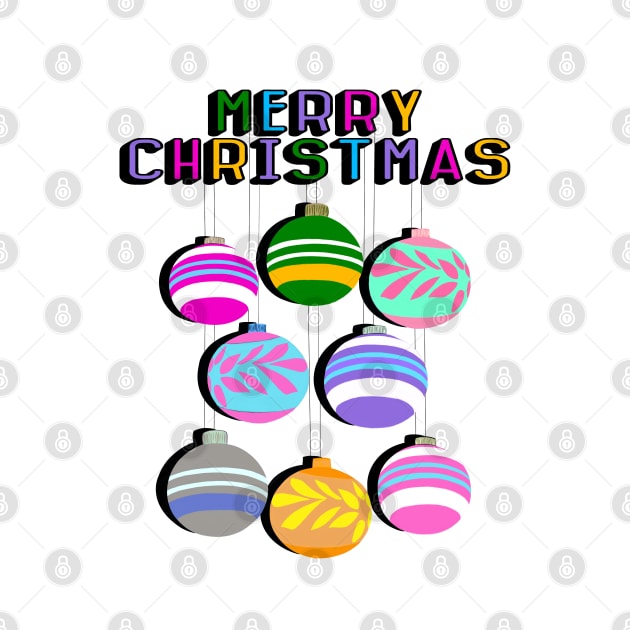 Merry Christmas Retro Bauble Design by OneThreeSix