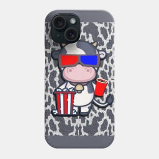 Funny cow goes to 3D cinema and watches a movie Phone Case