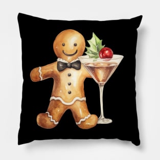 Christmas Gingerbread Man Holding a Cute Glass Pillow