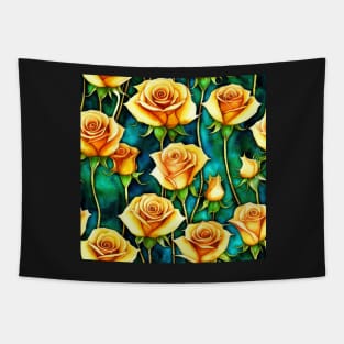 Golden rose watercolor rose Tapestry