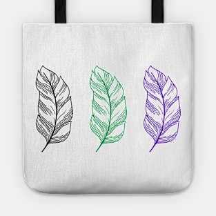 blue green black feather illustration Tote