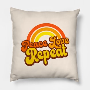 Peace, Love, Repeat - Retro Rainbow Pillow