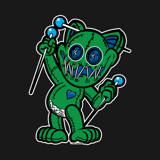 Happy VooDoo Kitty Cat Doll Green and Reflex Blue T-Shirt