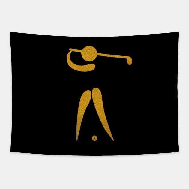 Gold Golf Swing Tapestry by Moses77