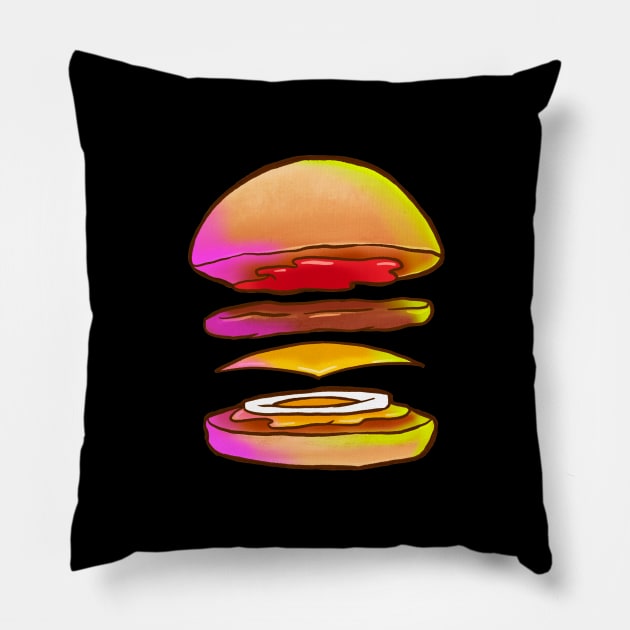 CHEESE BURGER Pillow by janlangpoako