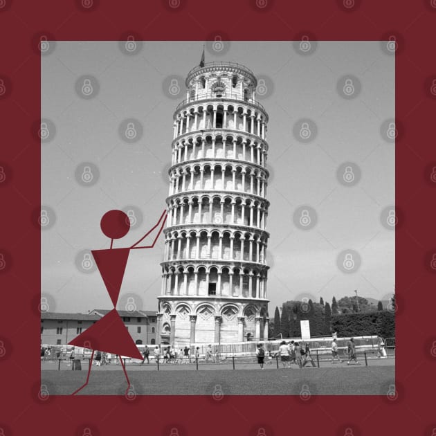 Warli woman at the Leaning Tower of Pisa by AmitDesignsTees