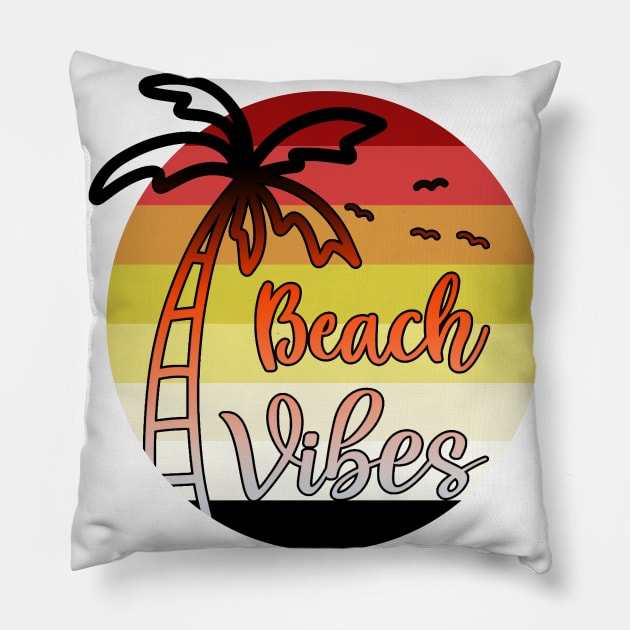 Beach Vibes // Palm tree Sunset Design Pillow by PGP
