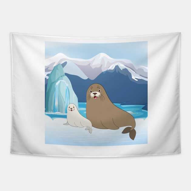 Landscape With Seal In Ice Tapestry by IstoriaDesign