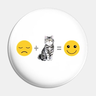 Sad Face Plus Scottish Straight Cat Equals Smile Face Pin