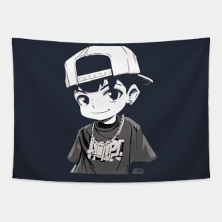 Hip hop style anime boys funny Tapestry