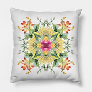 Yellow Mums Watercolor Pattern Pillow