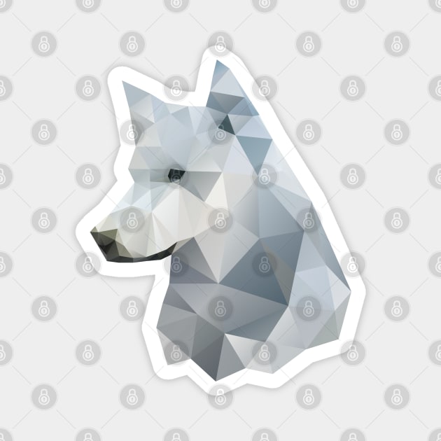 Dramabite Low-poly polygon grey wolf geometric minimal illustration Magnet by dramabite