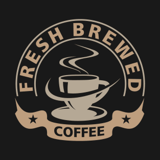 Freshly brewed coffee on black T-Shirt