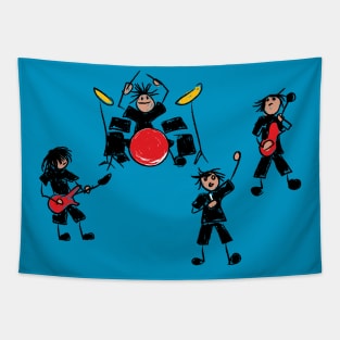 Stick figure Rock Band Tapestry