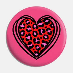 Leopard Print Heart Pin