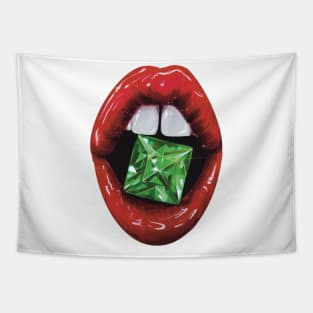 Lips with Emerald Tapestry