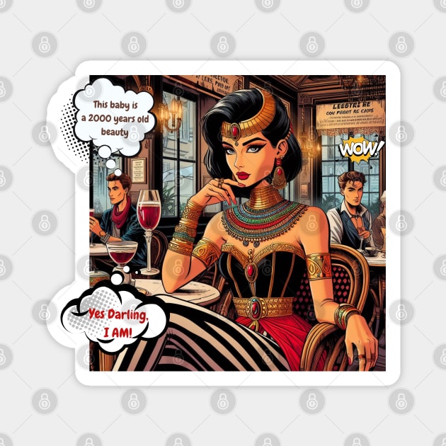 Comic Royalty: Cleopatra's Café Chronicles Magnet by ALM Artbox