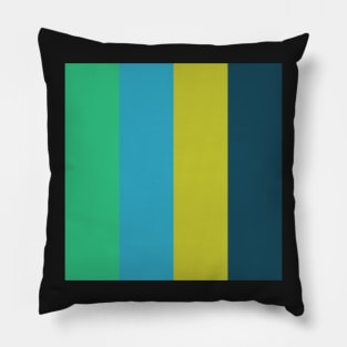 green blue and yellow stripe pattern Pillow