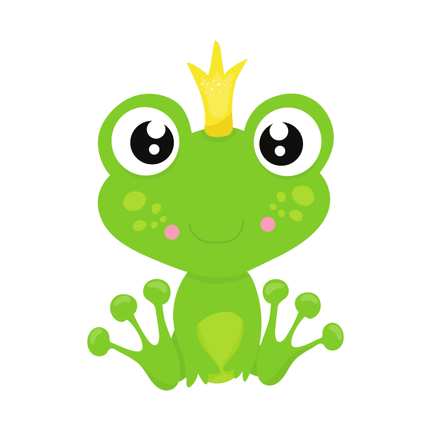 Cute Frog, Green Frog, Frog Prince, Crown by Jelena Dunčević