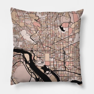 Washington Map Pattern in Soft Pink Pastels Pillow