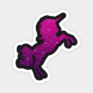 Dark Pink Purple Ombre Faux Glitter Unicorn Magnet