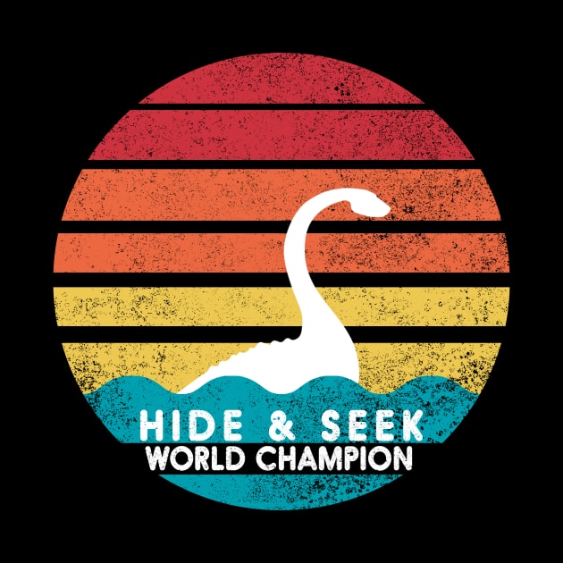 Retro Hide and Seek Champion The Loch Ness Monster Tshirt by CMDesign