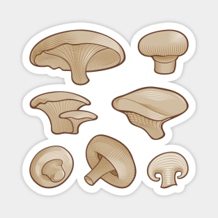 Woodcut Mushrooms Magnet