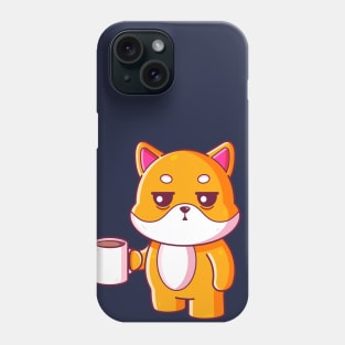 Cute shiba inu drinking coffee Phone Case