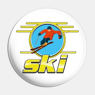 Retro ski logo Pin