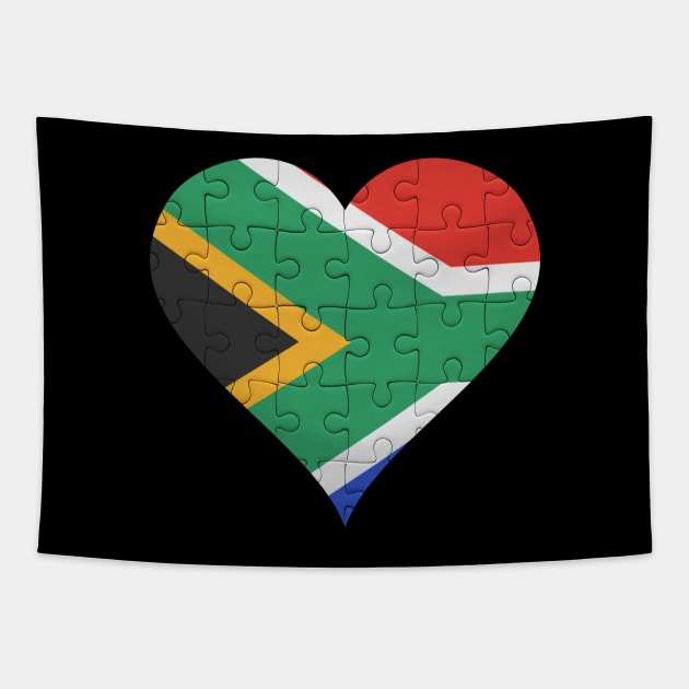 South African Jigsaw Puzzle Heart Design - Gift for South African With South Africa Roots Tapestry by Country Flags