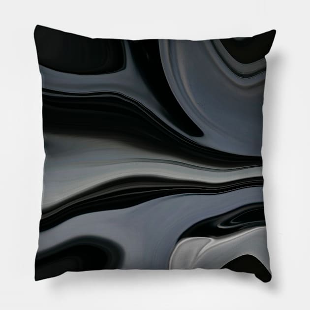 Oily Black Marble Landscape Pillow by maak and illy